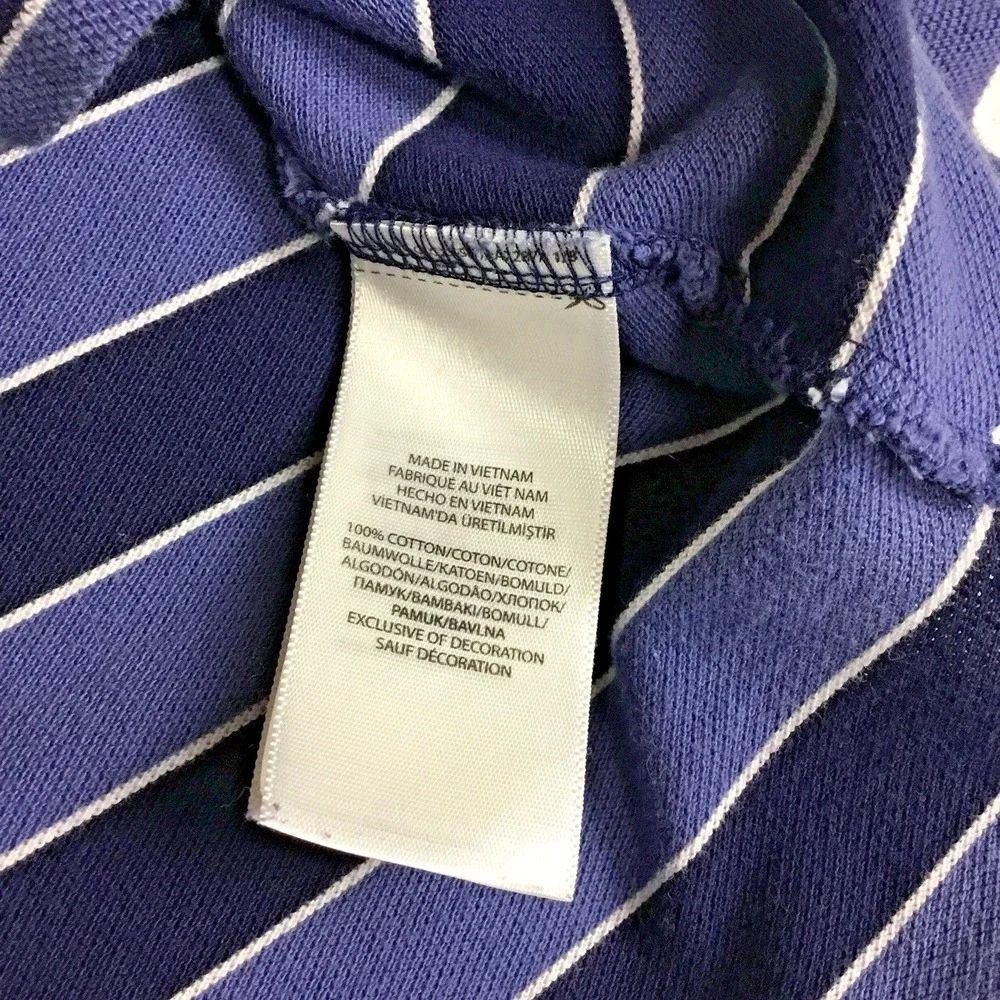Polo Ralph Lauren Mens XXL Custom Fit Blue Striped Short Sleeve Pique Polo Shirt